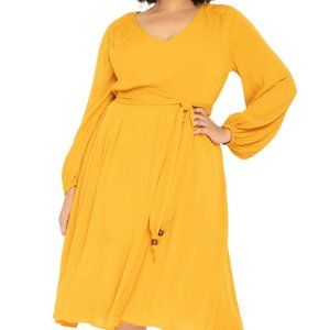 NWT Eloquii size 14 mustard yellow midi dressF